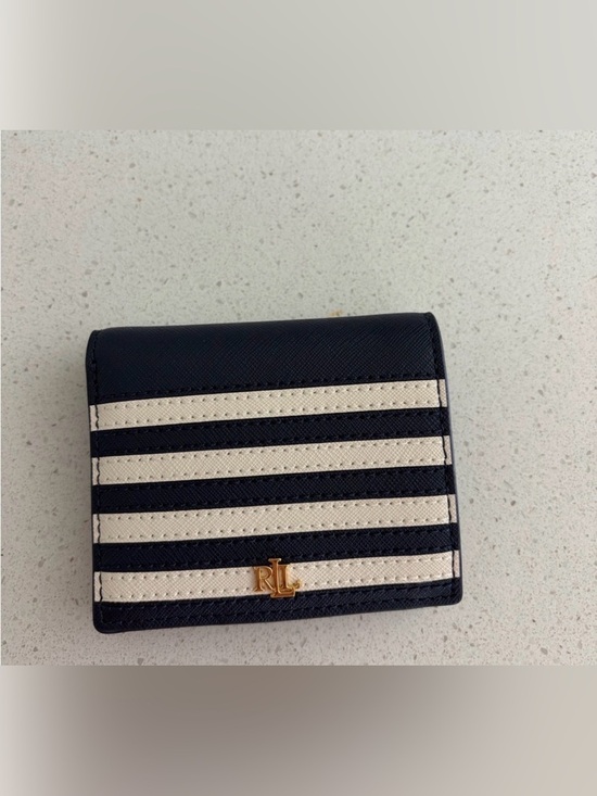 Lauren Ralph Lauren Handbags - Lauren Ralph Lauren Navy and Cream Striped Leather Wallet